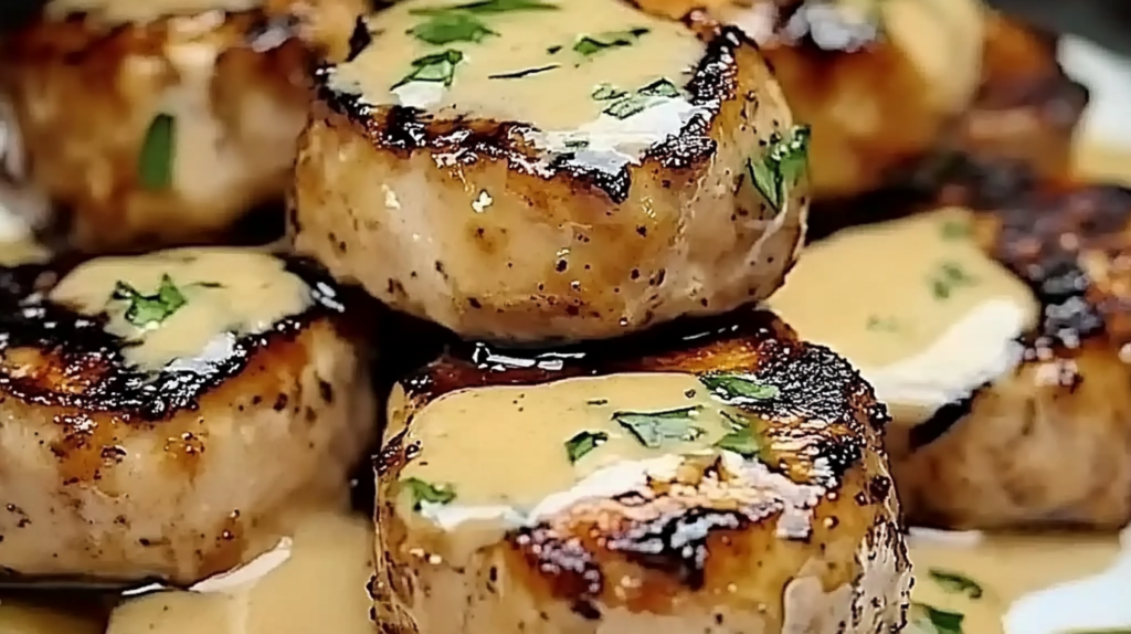 Gegrilde Kipblokjes met Romige Knoflooksaus