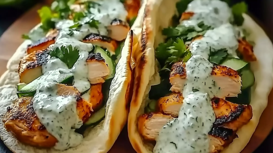 Griekse Kippen-Gyros met Komkommer