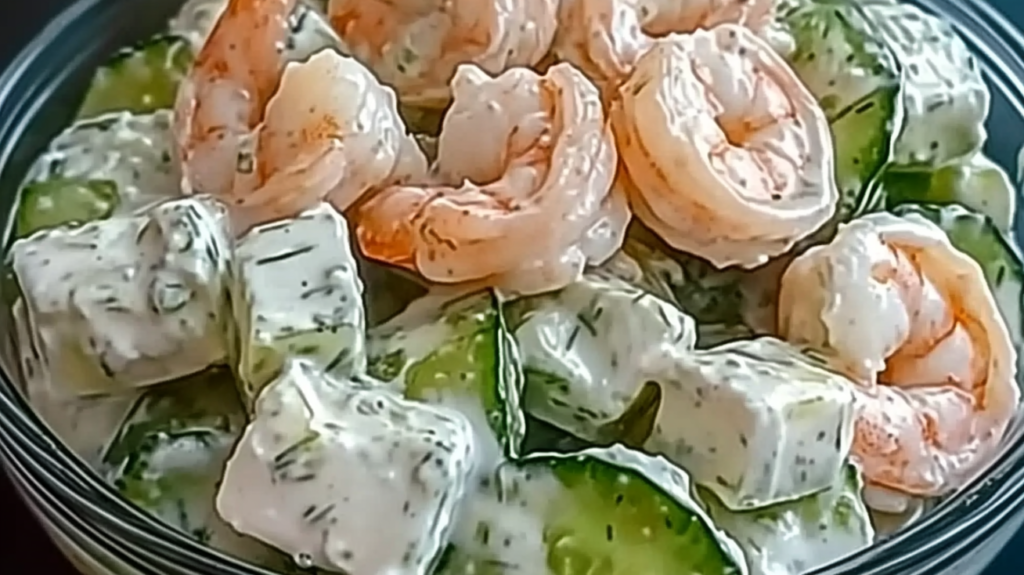 Romige Komkommer-Garnalensalade