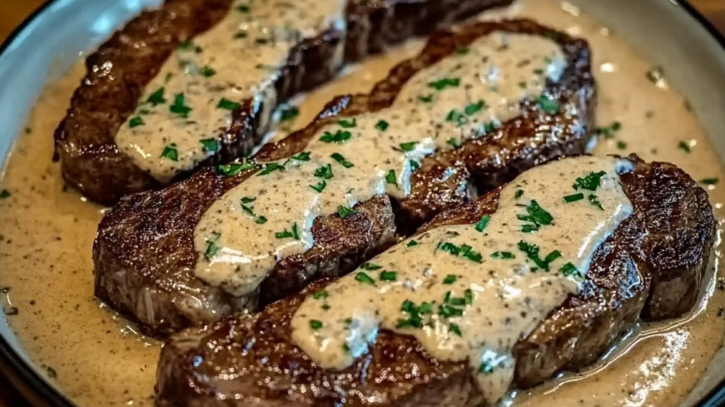 Sappige Steak met Romige Knoflooksaus